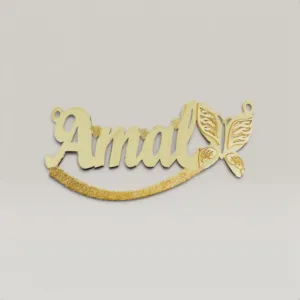 Personalized Name & Butterfly Necklace in 925 Silver Gold
