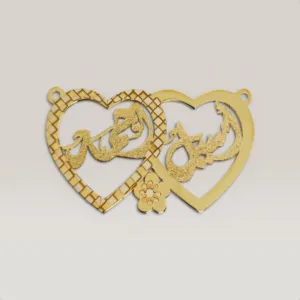 Double Heart Personalized Name Necklace in 925 Sterling Silver