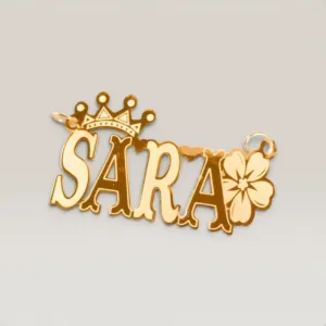 Crown Name Necklace with Flower Accent in 925 Sterling Silver