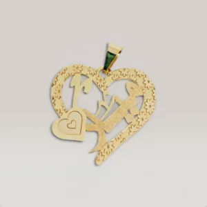 Romantic Heart Name Necklace in 925 Sterling Silver Gold Plated