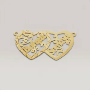 Double Heart Name Necklace with Diacritics in 925 Silver Gold