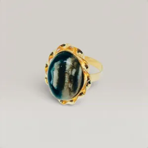 Custom Stone Ring in 925 Sterling Silver Gold Plated Handmade