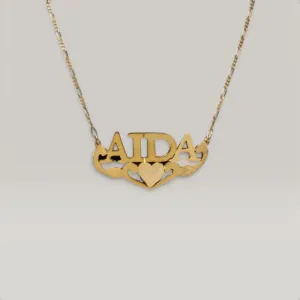 Stamped Name Necklace in 925 Sterling Silver Gold Plated Classic