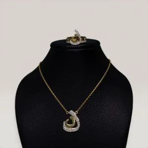 Two Initial Necklace and Ring Set in 925 Sterling Silver