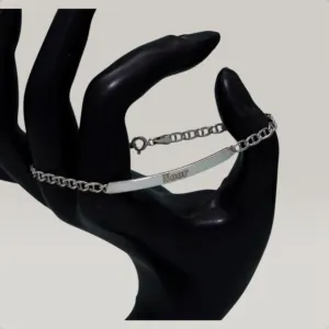 Laser Engraved Bracelet in 925 Sterling Silver Handmade Custom