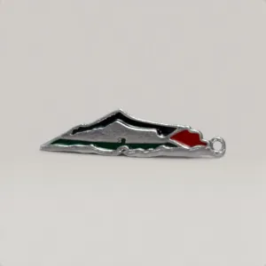 Palestine Map Outline Pendant Necklace in 925 Sterling Silver