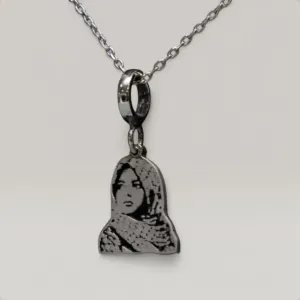 Palestinian Woman in Kufiya Pendant Necklace in 925 Sterling Silver