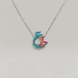 Colored Enamel Letter Necklace in 925 Sterling Silver Handmade