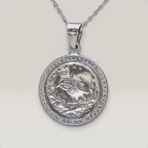 Rashadi Lira Coin Necklace Bezel Set 925 Sterling Silver Handmade