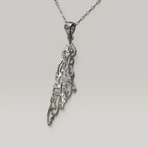 Arabic Quote Palestine Necklace 925 Sterling Silver Handmade