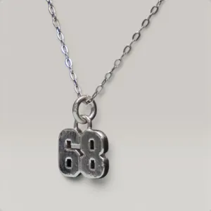 Number Pendant Necklace in 925 Sterling Silver Custom Handmade