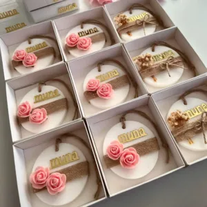 Handmade Personalized Baby Shower Soap Favors with Custom Colors & Scents - Pink Rose