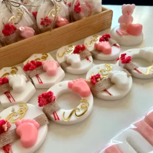 Handmade Personalized Baby Shower Soap Favors with Custom Colors & Scents - Pink Bear