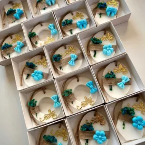 Handmade Personalized Baby Shower Soap Favors with Custom Colors & Scents - Teal Flowers