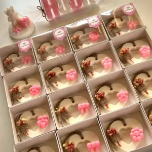 Baby Shower Soap Favors - Pink Footprint Mini Box - 8x8x3 cm