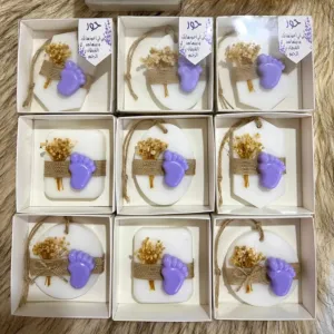 Baby Shower Soap Favors - Purple Footprint Lavender - 8x8x3 cm