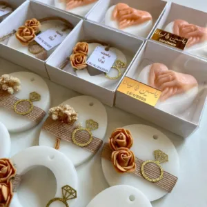 Handmade Wedding Scented Soap Favors with Custom Colors & Fragrances - Gold Rose Details
