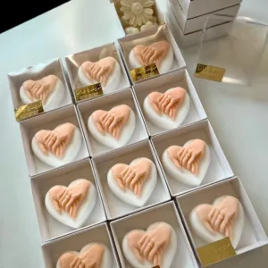 Handmade Wedding Scented Soap Favors with Custom Colors & Fragrances - Holding Hands Design
