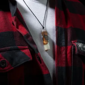 White Epoxy Olive Wood Artisan Handmade Resin Pendant Necklace