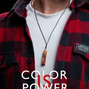 Red Epoxy Olive Wood Artisan Handmade Resin Pendant Necklace