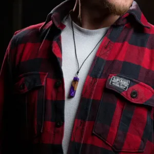 Purple Epoxy Olive Wood Handmade Resin Pendant Necklace