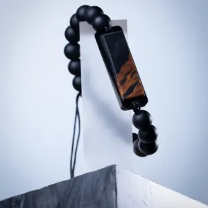 Black Epoxy Olive Wood Handmade Resin Statement Bracelet