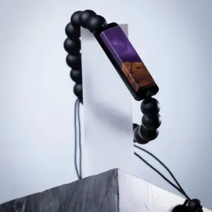 Purple Epoxy Olive Wood Handmade Resin Statement Bracelet