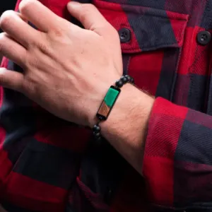 Green Epoxy Olive Wood Handmade Resin Statement Bracelet