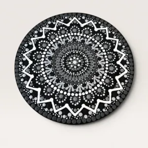 Hand-Painted Star Mandala Wall Art in Black and White – Multiple Sizes