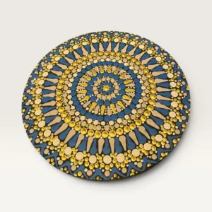 Hand-Painted Sunray Mandala Wall Art in Teal and Gold – Multiple Sizes