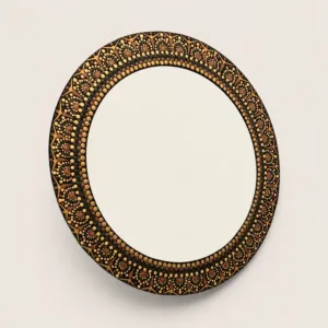 Hand-Painted Oval Mandala Mirror in Bronze and Gold – Multiple Sizes