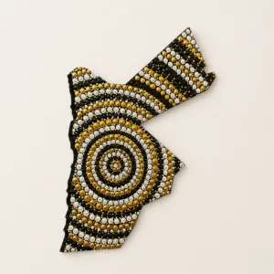 Handmade Jordan Map Wall Art in Gold Dot Mandala Design, 35x50x4 cm