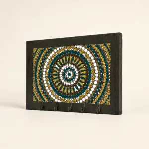 Hand-Painted Wooden Mandala Wall Key Holder (Available In Sizes)