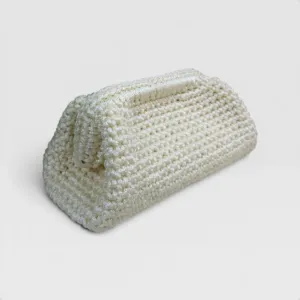 Ivory Pearl Medium Crochet Clutch in Premium Macrame Yarn
