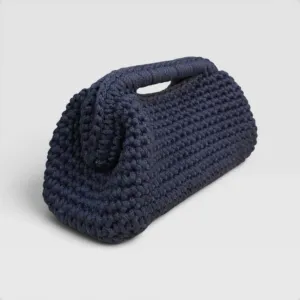 Handmade Grey Medium Crochet Clutch in Premium Macrame Yarn