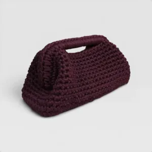 Royal Burgundy Medium Crochet Clutch in Premium Macrame Yarn