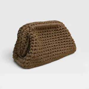Golden Caramel Small Crochet Clutch in Premium Macrame Yarn