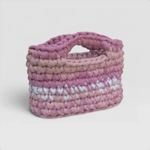 Handmade Mini Multi Pink Crochet Handbag in Eco T-Shirt Yarn