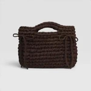 Handmade Small Brown Crochet Handbag in Eco T-Shirt Yarn