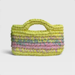 Medium Spring Blossom Crochet Handbag in Eco T-Shirt Yarn