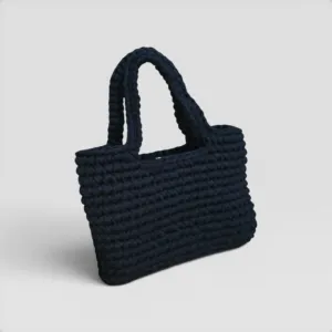 Handmade Large Black Crochet Tote Bag in Eco T-Shirt Yarn