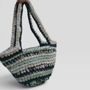 Large Forest Vibes Crochet Basket Bag in Eco T-Shirt Yarn
