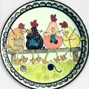 Funny Chicken Hand-Painted Decorative Plate Wall Art Decor