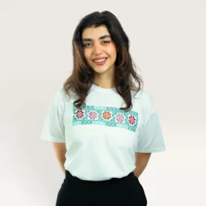 Fairuz Hand-Embroidered T-Shirt with Size Options Heritage Design