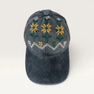 Ward al-Balad Hand-Embroidered Cap by Boqaa Heritage Design