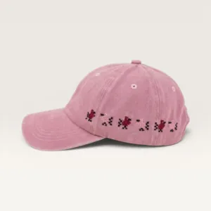 Asafeer Light Pink Birds Hand-Embroidered Cap by Boqaa Heritage Design