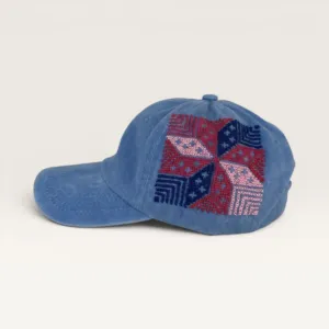 Najma w Reesh Blue Feather Star Embroidered Cap by Boqaa Heritage