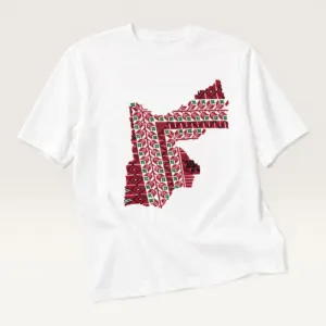 Jordan Map White Hand-Embroidered T-Shirt with Size Options