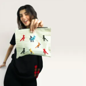 Tuyur- Bird Hand-Embroidered Pouch by Boqaa Heritage Design