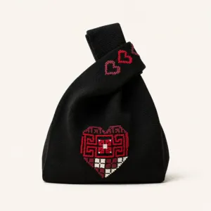 Qalb Hand-Embroidered Tote Bag by Boqaa Heritage Design